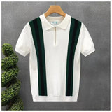Polo in Maglia a Righe con Zip