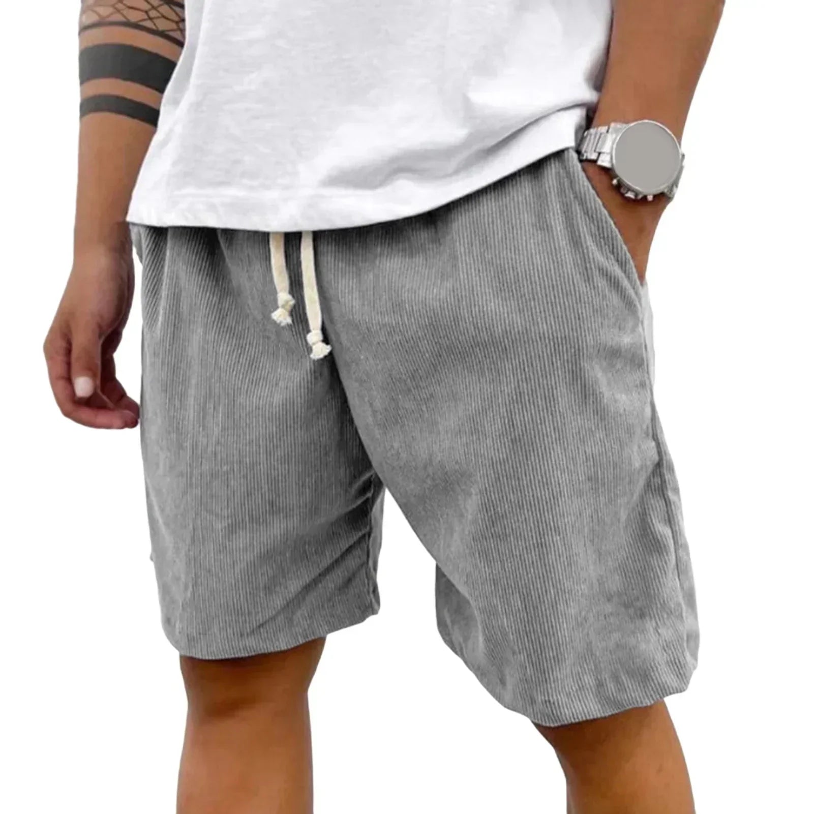 Shorts Calvin in Velluto a Coste con Cordino