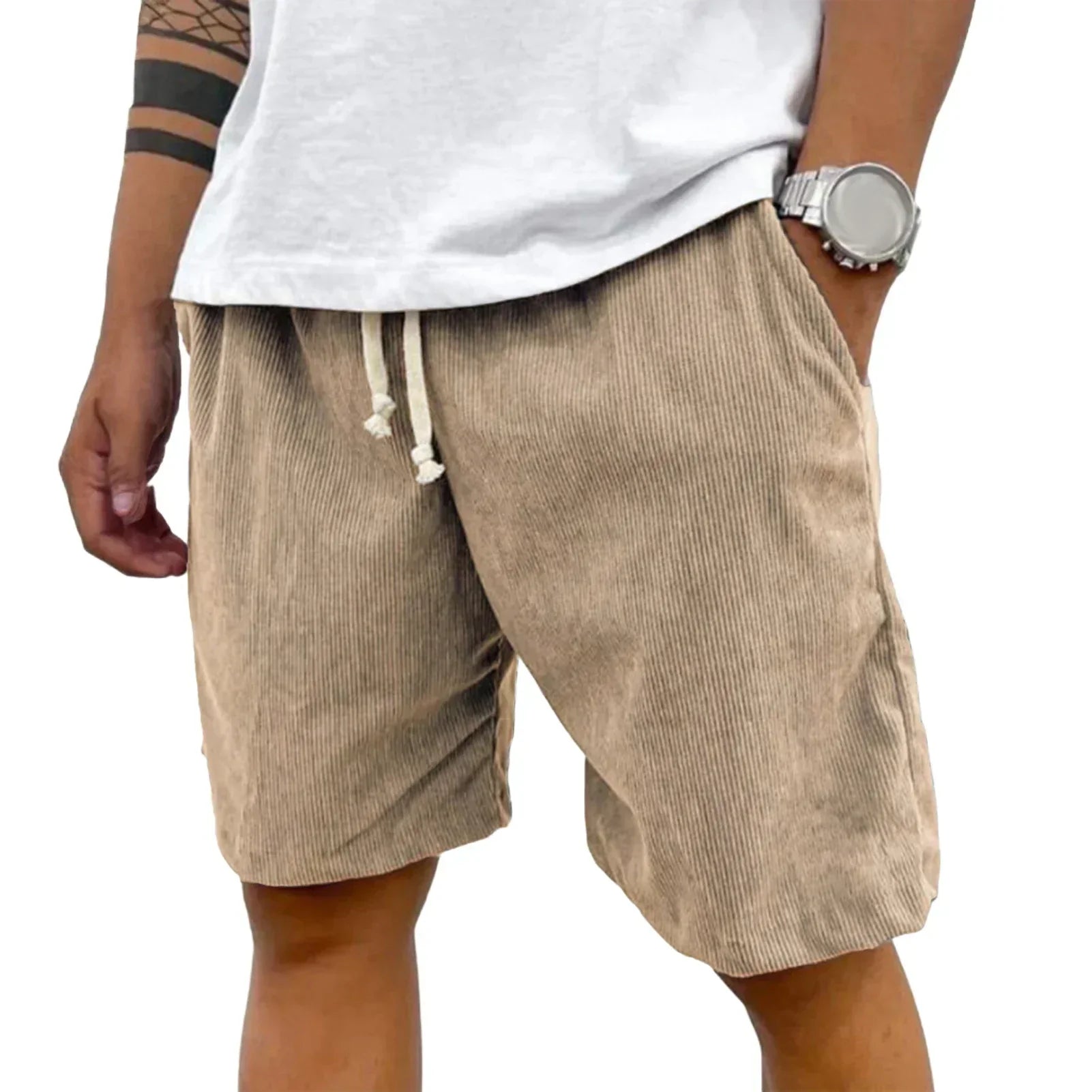 Shorts Calvin in Velluto a Coste con Cordino