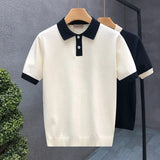 Polo in Maglia Bicolore a Contrasto