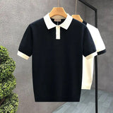 Polo in Maglia Bicolore a Contrasto