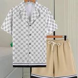 Completo Uomo Geometrico Bianco e Beige