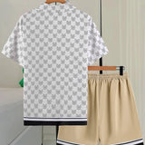 Completo Uomo Geometrico Bianco e Beige