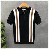 Polo in Maglia a Righe con Zip