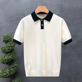 Polo in Maglia Bicolore a Contrasto