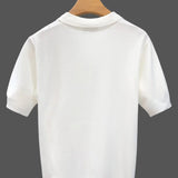 Polo in Maglia Effetto Seta Ghiacciata Bianca