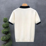 Polo in Maglia Bicolore a Contrasto