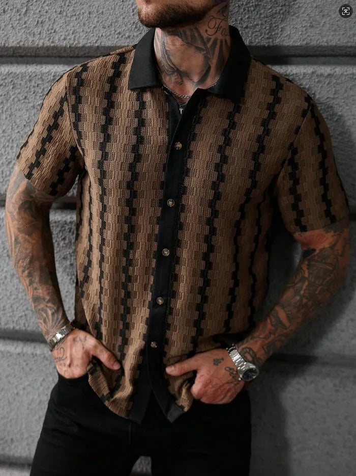 Camicia in Maglia a Righe Quadrettate Vintage
