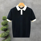 Polo in Maglia Bicolore a Contrasto