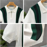 Polo in Maglia a Righe con Zip