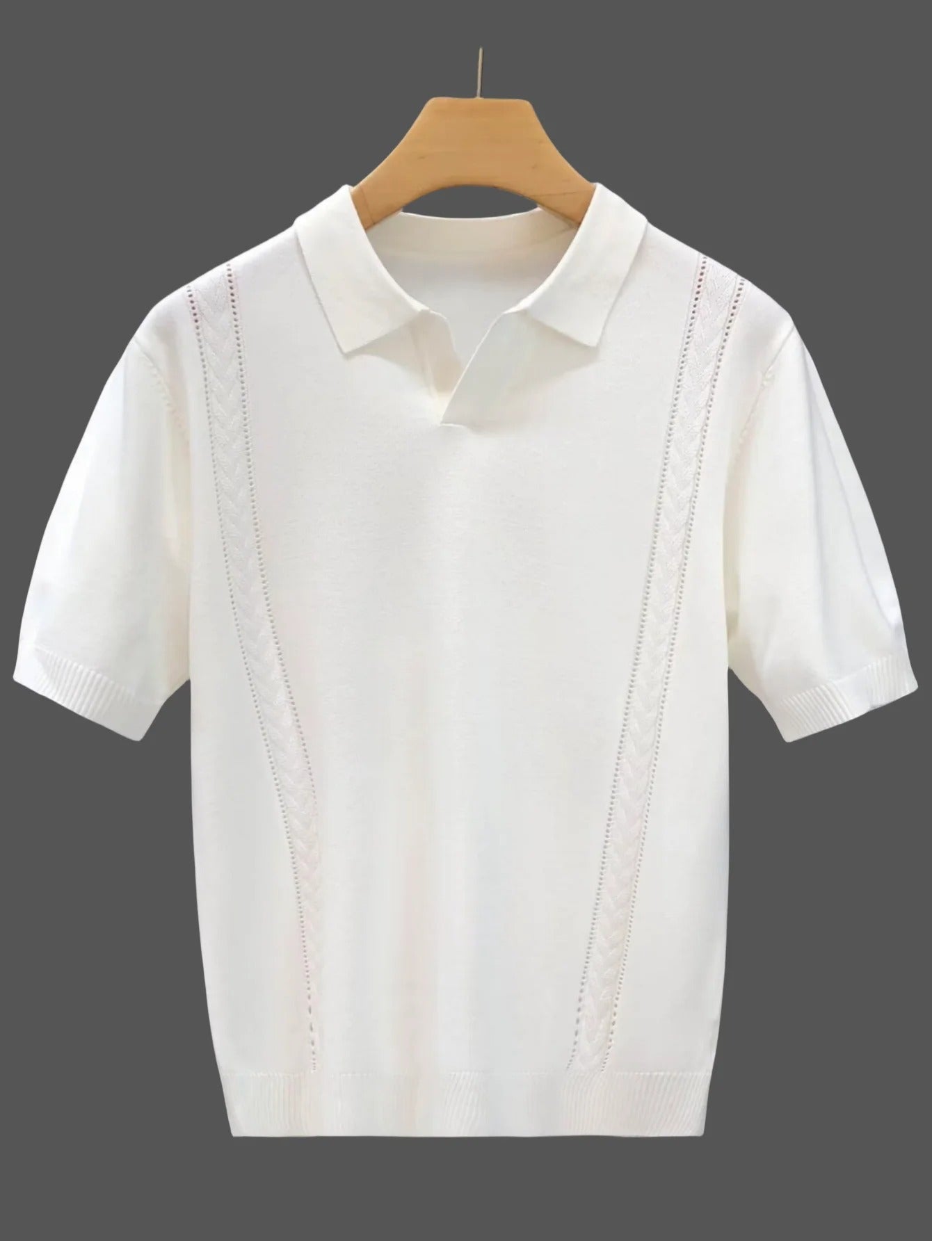 Polo in Maglia Effetto Seta Ghiacciata Bianca